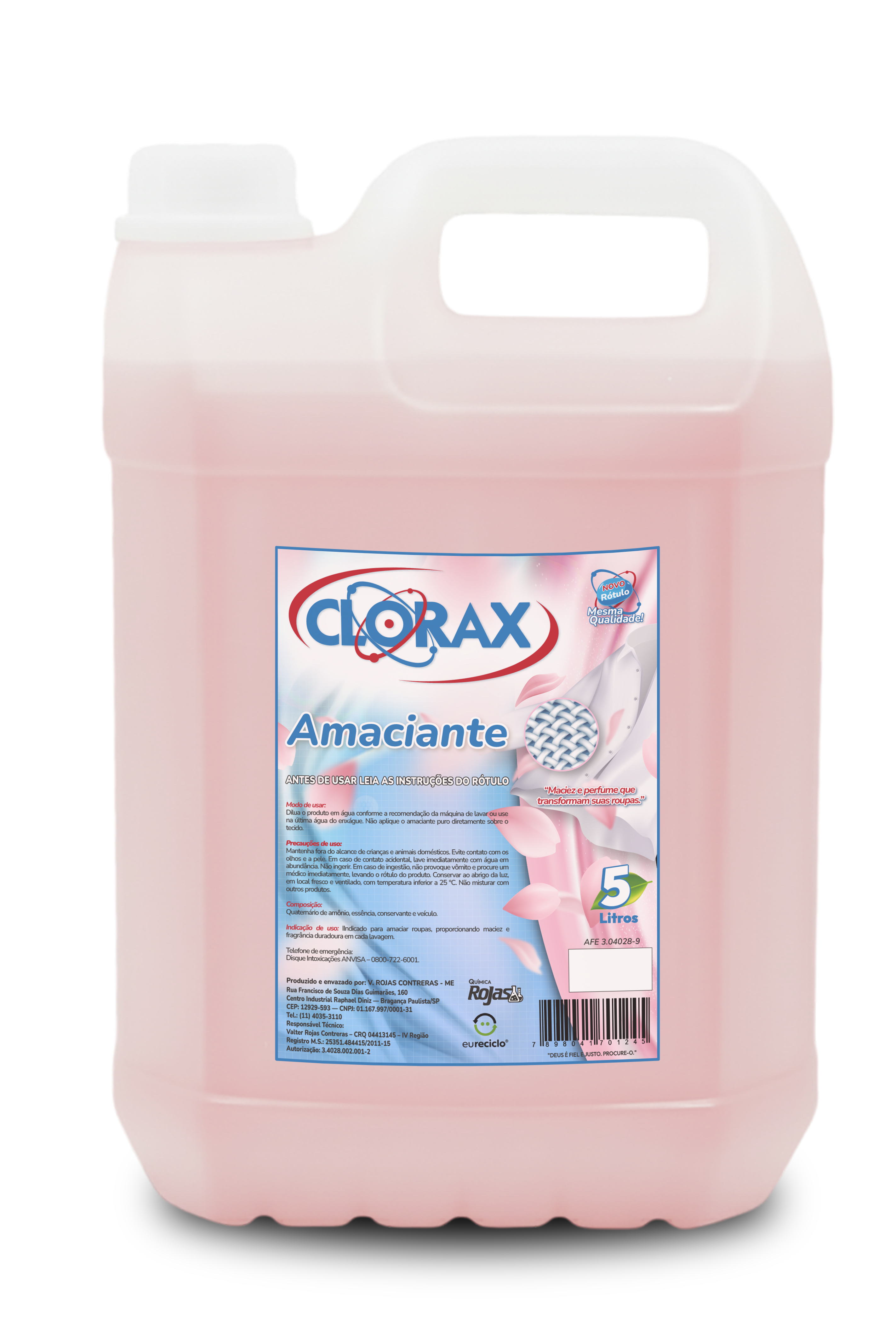 Garrafa de 5L do produto Amaciante Rosa